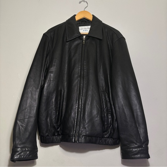 Covington Men's Classic Black Bomber Jacket - Picture 3 of 16